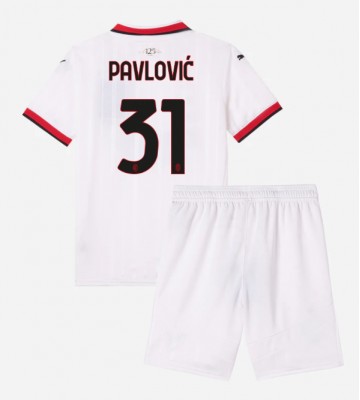 AC Milan Strahinja Pavlovic #31 Segunda Equipación Niños 2024-25 Manga Corta (+ Pantalones cortos)